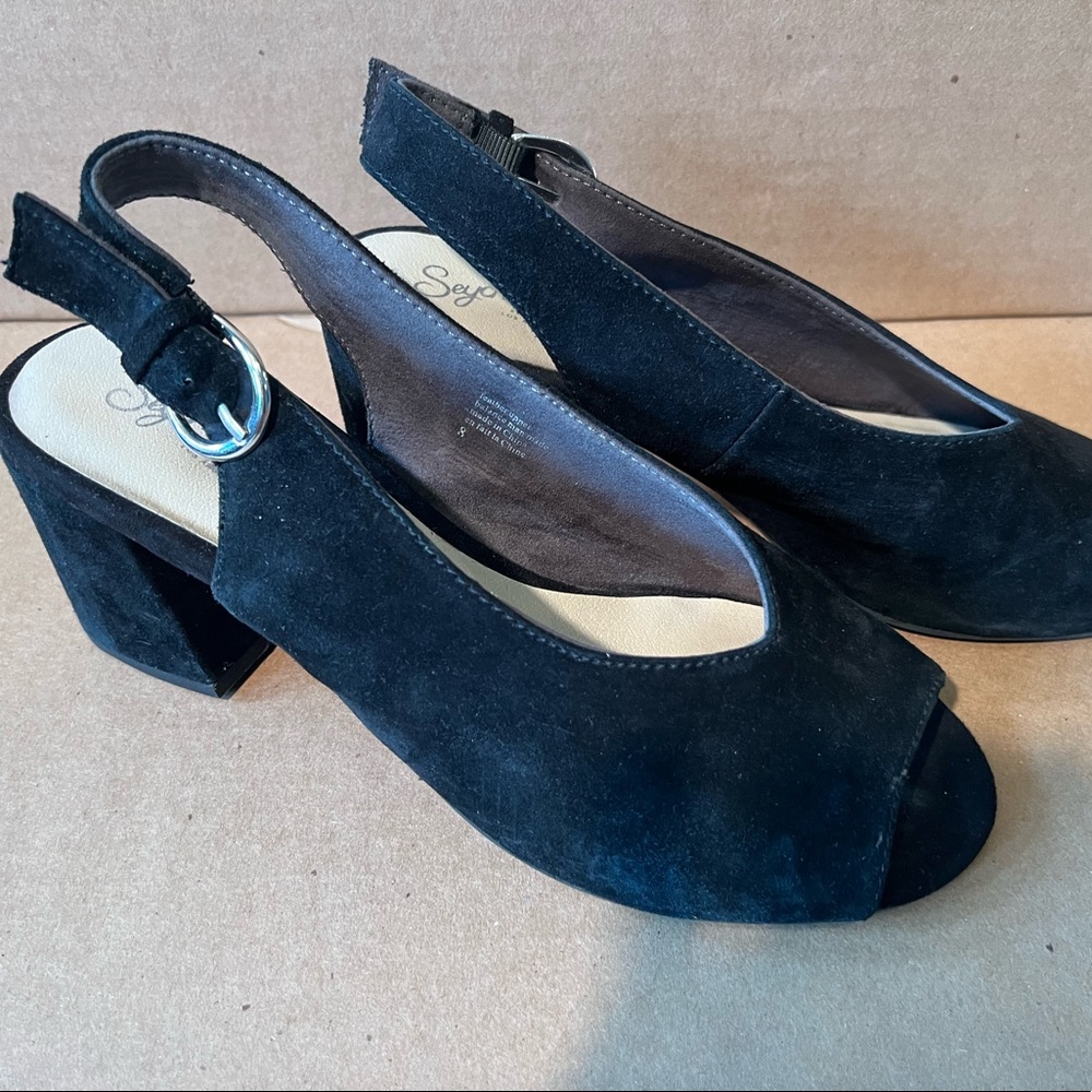Seychelles Suede peep toe pumps